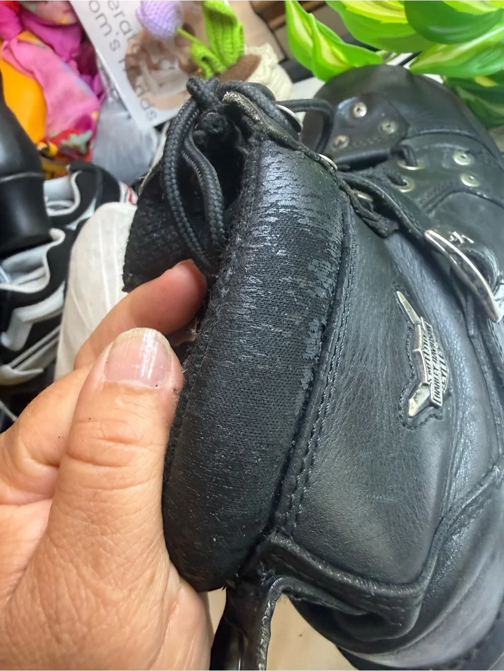 Harley-Davidson Black Leather Lace-Up & Buckle Boots